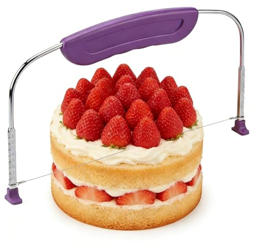 YANAJIAJIA 10 Inch Cake Leveler Tools with Adjustable Stainless Steel Wires Purple 27CM Professional Cake Slicer and Cake Cutter for Even Layers Cake Leveller for Baking Maintenance Accessory