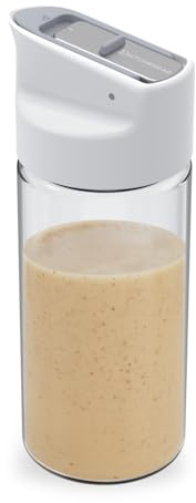 KITCHENDAO Glass Salad Dressing Shaker Bottle with Fresh-Keeping Lock Mechanism, Drip-free Spout, 12 oz Homemade Oil and Vinegar Salad Dressing Container Mixer Dispenser, Dishwasher Safe