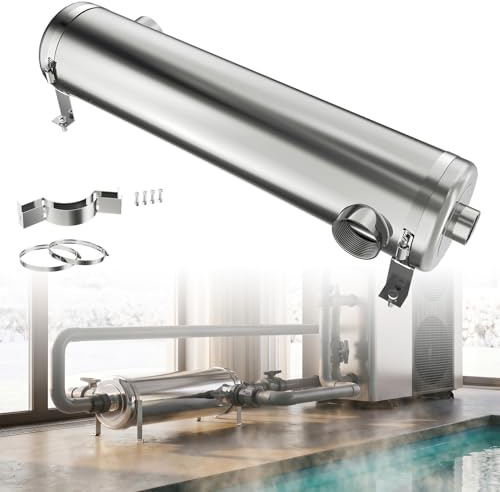 LZQ Échangeur de chaleur de piscine en acier inoxydable - 60 kW - Échangeur de chaleur - Contre courant - Chauffage d'eau - Échangeur de chaleur pour piscine, spa, jacuzzi, système de chauffage G1½