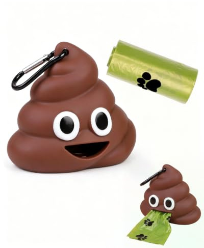 RAMGLYO Dispensador Bolsas Caca Perro, Plástico Resistente Marrón, 1 Porta + 3 Rollo Bolsas, Portátil con Mosquetón para Paseo Seguro, Acceso Rápido y Higiene Garantizada