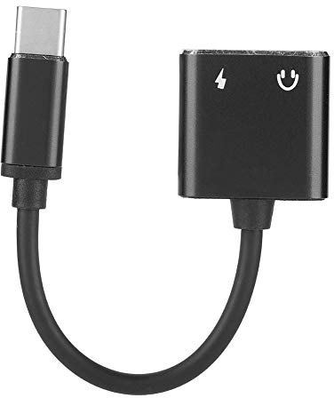 Hörlursadapter, 2 i 1 3,5 mm typ C ljudkonverterare hörlurar adapter hörlurskabel splitter adapter för, (svart)