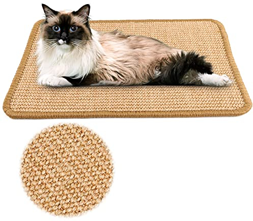 Kratzmatte Katzen, Sisalteppich für Katzen, Natürliche Katzenkratzbretter Sisal Kratzteppich, Kratzbretter Boden rutschfest, Natürlicher Sisalteppich für Katzen schützt Teppiche Sofas 30 x 40cm