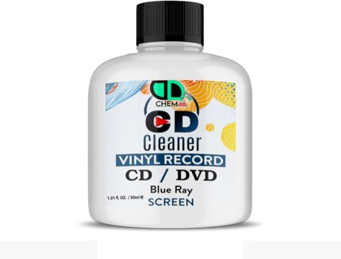 Vinyl LP Record Cleaner Solution, CD, DVD, TV, Laptop, Computer, Mobile, Screen, Antistatic Fluid, Removes Dirt, Dust & Fingerprints (30ml Cap)
