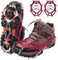 WIN.MAX Steigeisen Grödel Eisspikes, Schuhkrallen mit19 Edelstahl Zähne Spikes Schuhkrallen Grödeln Eisspikes für Klettern Bergsteigen Trekking High Altitude Winter Outdoor (Rot, XL)