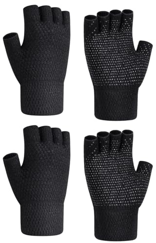 Kiiwah 2 Paia Guanti Senza Dita Invernali Antiscivolo per Uomo e Donna, Guanti Mezze Dita Elastici Touch Screen per Fotografia, Guida, Sport, Attività Invernali All'Aperto