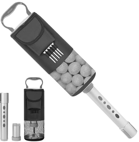 Shags Bag for Golf Balls Golf Ball Retriever, Aluminum Shags Tube Golf Ball Shagger, Detachable Collector and Portable Pocket Storage Picker, Holds 80 Balls