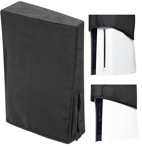 Custodia antipolvere per PS5 Pro, protezione antipolvere verticale, antigraffio, impermeabile, con porta cavo posteriore, per PlayStation 5 Pro, versione digitale, accessori (nero)