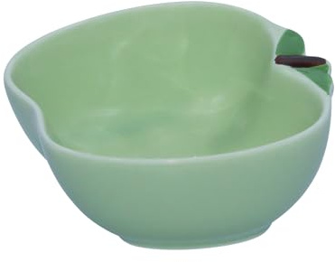 PENCK Small Guinea Pig Food Bowl Apple-Shaped Cute Ceramic Hamster Water Bowl Ferret Rat Chinchilla Rabbit Feeding Dish Young Animal Feeder(Green)