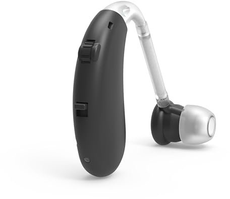 HFJEIR Amplificateur de son rechargeable - Améliorateur de voix et pour la télévision et la conversation, son Cristallin Avec Suppression léger derrière l'oreille, Noir