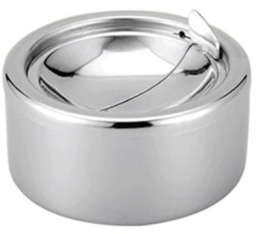 BATHVEVE Cenicero con Tapa Cenicero De Acero Inoxidable con Tapa Resistente Al Viento para Uso Interiores Y Exteriores Elegante Y Moderno para Casa Bares Y Fiestas