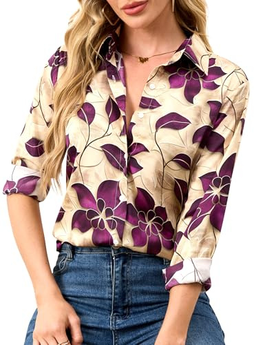 BBIBBI Women Button Down Dress Shirt Long Sleeve Dressy Casual Work Blouse