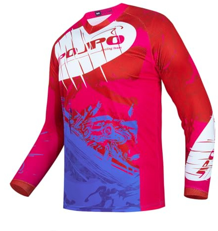 PSPORT Dirt Bike Trikot für Jugendliche, Kinder Motocross Shirt Langarm Kinder Downhill Trikots für Motorrad, Cu9008-r, 12 Jahre