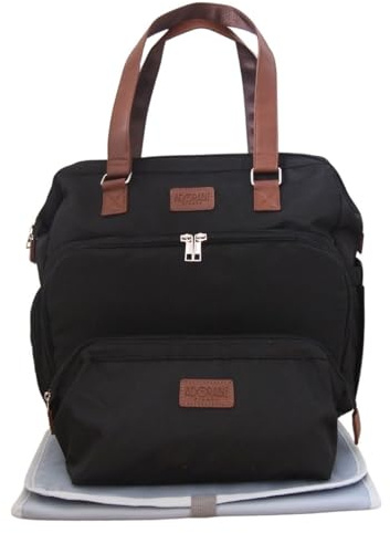 Adorable France – Sac à Langer Mimi XL | Grande Capacité 40L | Déperlant | 3 Modes de Portage (Dos, Épaule, Poussette) | Bretelles Réversibles (Noir Charbon)