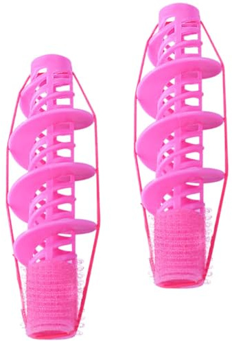 JECOMPRIS 2 Pezzi Rulli per Chioma Rosa in Plastica Elastico, Bigodini per Donna per Uso Domestico, Adatti a Tutti i Tipi di Chioma, Styling Vari