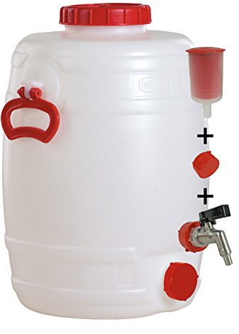 Graf Getränkefass Rund 30 Liter mit Messing Auslaufhahn 1/2 und Gärspund