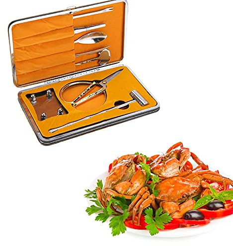 8 Stücke Meeresfrüchte Werkzeug Set, Seafood Cracker Tool, Edelstahl Meeresfrüchte Klaue Gabeln/Picks Set mit Paket Box