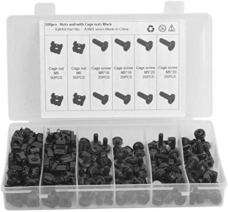 100 unids/set tuercas enjauladas M5, tuercas y tornillos enjauladas de acero al carbono para gabinetes, chasis, ferrocarriles, controladores de vehículos