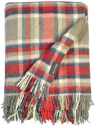 Wool Studio 100% Lambswool Fleece Scotch Design Blanket | Luxurious, Durable, & Versatile. Perfect for Home, Travel, & Outdoor Adventures! Cozy up in Style (DARK RED, 150X210 cm)