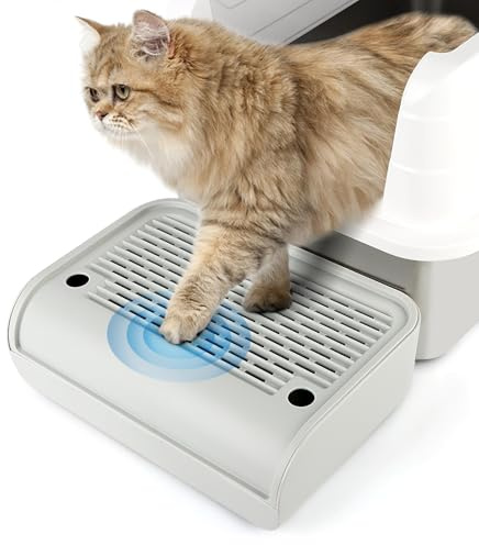 Bartuke Marchepied pour bac à litière, Marche/Rampe/collecteur pour Chat avec Fonction Filtre, Facile à Nettoyer, idéal pour Les Chatons et Les Chats âgés (Gris Clair)