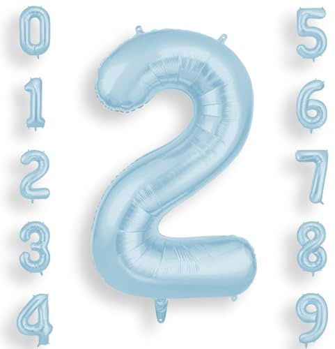 AOOSU Blue Helium Balloons, 40 Inches Number Balloons 2, Foil Birthday Balloon for Birthday Anniversary Wedding Party Decorations Celebration Supplies for Girls Women Men Boys