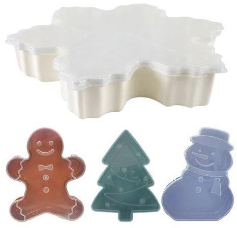 Générique 4 Pièces Boîte À Collations De Noël Conteneur 25x30x5cm Récipients À D'Épices avec Couvercle Plateaux À Biscuits pour Arbre De Noël Plat À Bonbons Assiettes De Présentation De Biscuits
