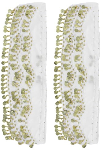 LRXIYODE 2 Pezzi Cintura Danza Ventre Sciarpa per Fianchi con Monete in Chiffon Morbido Accessorio per Costumi da Ballo e Performance di Danza Orientale