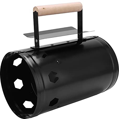 CEMTUKLBP Poêle à Charbon en Baril Rapide avec poignée en Bois Massif, Allume-feu pour Barbecue extérieur, Four à Charbon Rapide en Acier Inoxydable pour Grill et Cuisson du thé