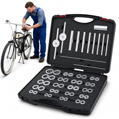 Silentlager - Set di attrezzi per cuscinetti ruote, set di attrezzi per auto, guarnizioni, con 22 pezzi di pressione e 5 mandrini M10-M18, strumento universale per auto, officina e industria