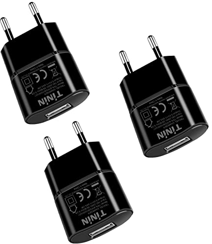 Netzteil Ultra Slim USB Ladegerät, 3er-Pack Klein Kompakt Ladeadapter für Handy, Tablet, eBook Reader, Smartphone, Mp3, Bluetooth Geräte 1000 mA, 100-240V, Schwarz