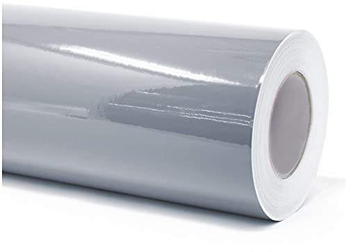 Finest Folia (6€/m² Plotterfolie Möbelfolie glänzend Glanz Klebefolie Küchenfolie selbstklebende PVC Folie 63cm Medienbreite (072 Hellgrau, 10 Meter)