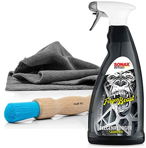 Fälgrengöringsset – SONAX fälgBeast fälgrengörare 1 l mikrofiberduk + Valet Pro rengöringspensel