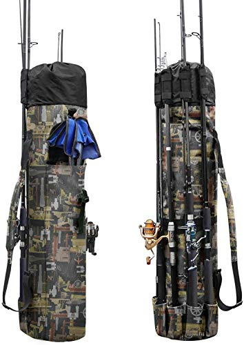 Allnice Fishing Tackle Bag Oxford Fishing Rod Case Portable High-capacity Fishing Pole Carry Organizer Outdoor Waterproof Fishing Tools Storage Bag for Fisherman (Multiolor)