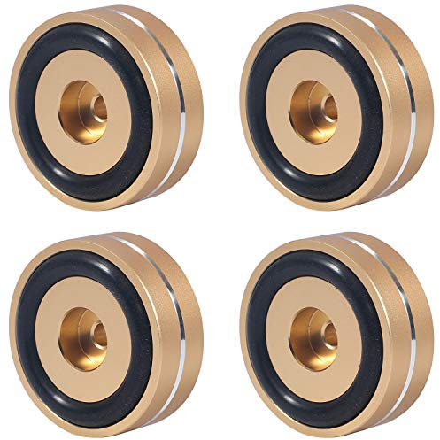 Gaetooely 4PCS Turntable Isolation Feet Pads Aluminium-Lautsprecherspitzen Standfu？Kegel Basismatte für Audio-Soundverst？Rker