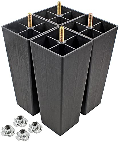 Seimneire 4Pcs 8 Inch Sofa Legs, Plastic Couch Feet Square Furniture Legs with M8 Hanger Bolts for Sofa Dresser Cabinet Chair Bed Coffee Table