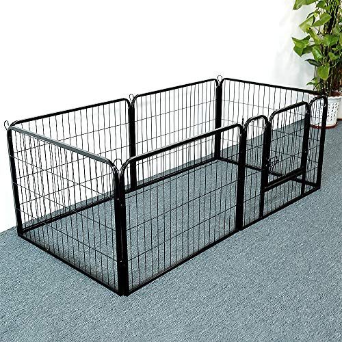 YIMING Parc à Chiots Pliable, Grilles de 80x60 cm, Parc de Jeu pour Chien, Clôture Métallique, Enclos avec Porte, pour intérieur et extérieur (Lot de 6 Grilles)