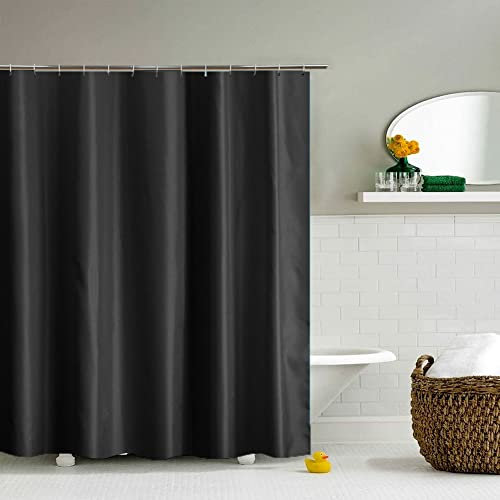 YISURE Duschvorhang Schwarz 200x220 Textil waschbar, Polyester Stoff Duschvorhang Badewanne mit Metall-Ösen wasserabweisend, Breite 200 x Höhe 220cm