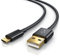 CSL - MicroUSB auf USB A 2.0 Kabel, USB B Kabel, Ladekabel 3 Meter, Kompatibel mit Android, Samsung, HTC, Motorola, Nokia, LG, HP, Sony, BlackBerry und mehr, Schwarz