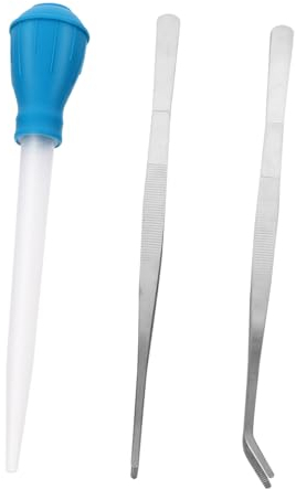 minkissy 3 x Pinzetten für Aquarien, Flüssigkeitspipetten, Meeresspritzer, Futterspender, Reptilien-Fütterpinzette, Aquarium, Wasserreiniger, Pipettenclip, Aquarium, Edelstahl