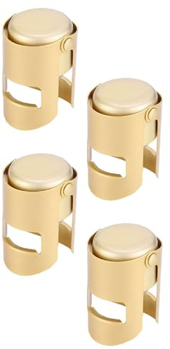 tooloflife 4 st gnistrande flaskproppar, rostfritt stål vakuum champagne flaska pluggtätare, läckagesäker bubbelbehållande sparare för ölvin Prosecco – guld
