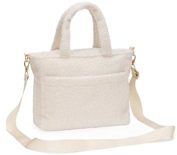 Fillikid Wickeltasche Teddy Small Exklusiv | Stilvolle Wickeltasche aus weichem Teddy-Material | Mit goldenen Details, Schultertragegurt & Befestigungshaken für Kinderwagen & Buggys