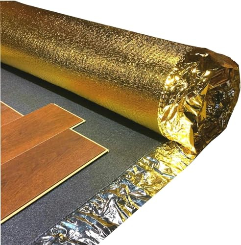 KK Acoustic Sonic Gold Underlay, 5mm Thick, for Wood and Laminate Flooring, Damp-Proof Membrane, Great Sound Insulation
