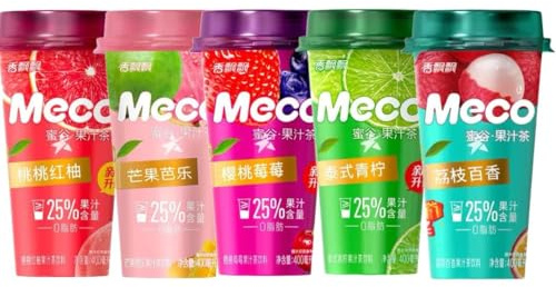 MECO Instant Fruit Juice Tea Drink 400ml (5 Cups, 5 Different Flavours)