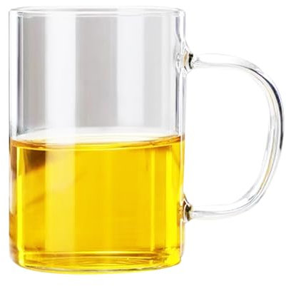 Swtgaah Tazza da tè trasparente in vetro per separazione dell'acqua e tè, 500/350 ml, tazza da tè in vetro borosilicato, set da 3 pezzi (tazza singola da 350 ml)