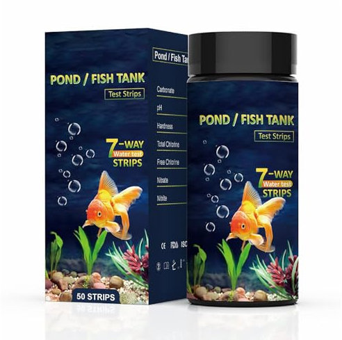 Guyode 50 Pièces Test Eau Aquarium 7 en 1, Test Dureté de l'eau, Accessoire Aquarium pour Le Contrôle de la Qualité de l'eau, Test Aquarium Eau Douce pour Test de PH Nitrite Nitrate Carbonate