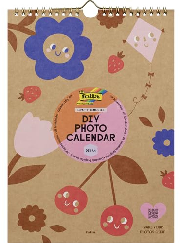folia 23131 – DIY Photo Calendar Craft Memories, DIN A4, hantverkskalender av kraftpapper för egendesign, väggkalender med spiralbunden