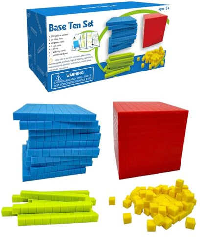 Base Blocks, Math Toys, Tens Hundreds Thousands Pieces Boost Number Sense, Visual Discovery, Build Fuels Creative Exploration, Active Play, Counting Set for Home School