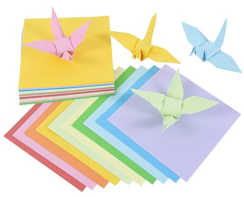 Papier Origami Coloré, 100 Feuilles, 20 Couleurs Vives, 15x15cm, 70gsm, Double Face, pour Bricolage Arts et Loisirs Créatifs