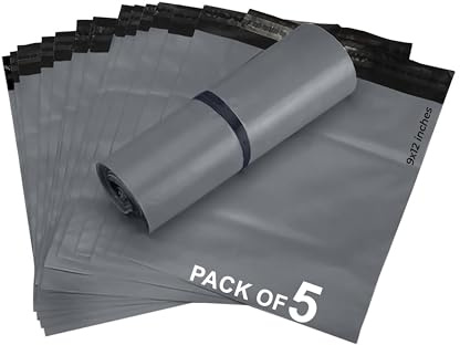 Pro Series Grey Parcel Bags 9x12 | Postage Mailing Bags for Clothes Vinted | Strong Self Seal Shipping Packaging Bags | Waterproof Postal for Posting, Delivery & Mailers (Grey, 9 X12 Pack of 5)