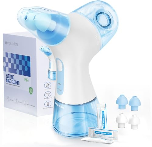 Medcodes Nasal Irrigation System, Dual Powered Nasal Rinse and Wash | Sinus Decongestant Relief, Rechargeable & multi-user design. Comes with 30 saline packets and 2 Sets of Nose Pillows