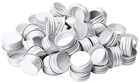 CHICTRY 50 X Schraubverschluss Flaschen 24mm 28mm Gläser Deckel Klein Aluminium/Kunststoff Drehverschluss Ersatzdeckel Trinkflasche Silber B 28mm